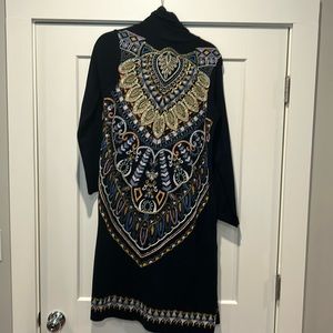 Beaded and embroidered long sweater/ knit house coat from Soft Surroundings.